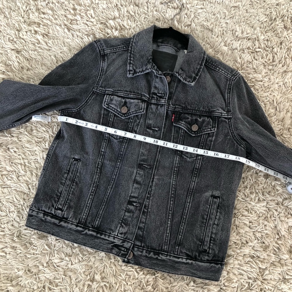LEVI’S denim original trucker jean jacket dirt on my boots black gray size small - Picture 6 of 7